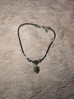 Black Cord Heart Pendant Necklace